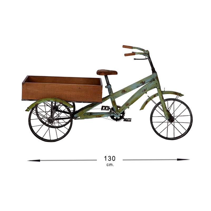 Bici carro forja madera flores