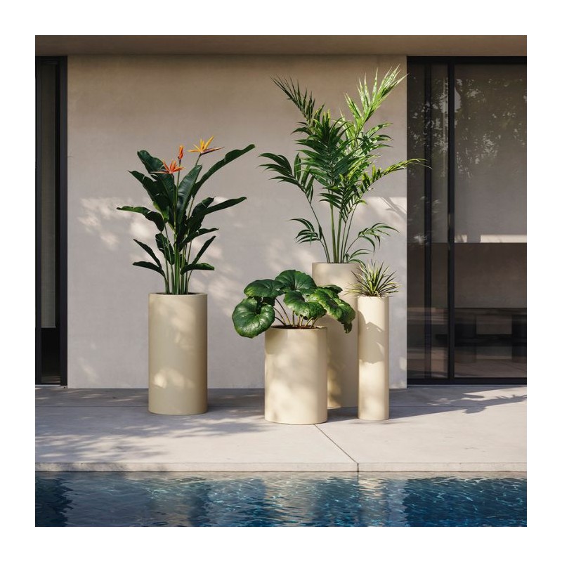 Macetero cilindro alto simple lacado